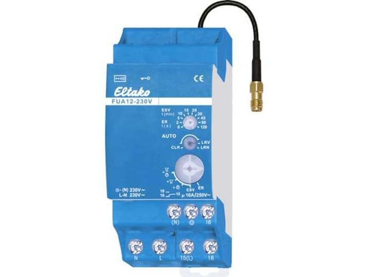 Eltako Draadloze universele actuator met verwisselbare antenne, stroomstoot-schakelrelais potentiaalvrij 10A/250V AC, 1 stuks, FUA12-230V