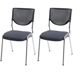 Décoshop26 - Set aus 2 stapelbaren Besucher-/Konferenzstühlen dunkelgrauer Stoffbezug Chrombeine 04_0000276 04_0000276