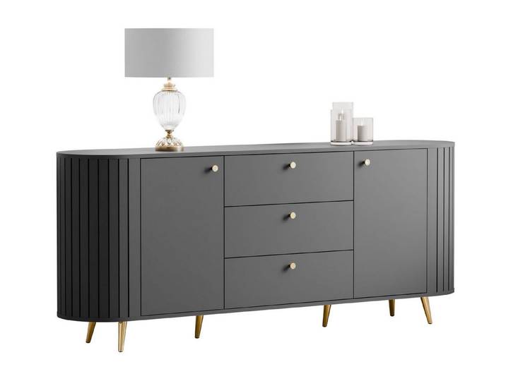 Lookway Kommode ELODIE II 2D3D mit gefrästen Fronten und Soft-Close-System, 190x79x40 cm