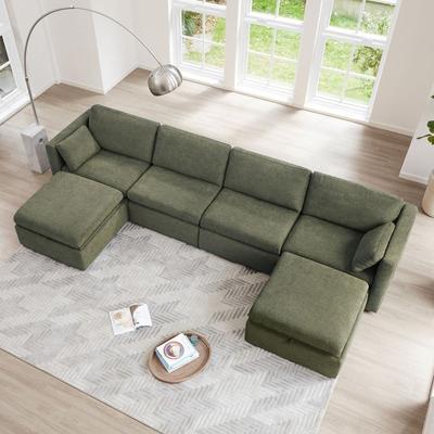 Spruce & Spring Celia Oversized Modular Sectional Fabric Sofa Set