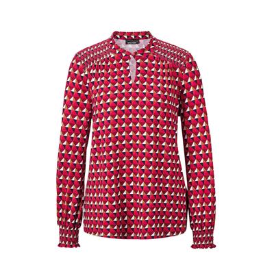 Langarmbluse GOLDNER "Jerseybluse mit modischen Smok-Details", Damen, Gr. 42, rosa (teerose, gemustert), Obermaterial: 95% Viskose CV. 5% Elasthan EL., Gummibündchen, Blusen, Ohne