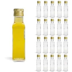 Espírito rebelde 20 Mini Glasflaschen 100ml mit schwarzem Schraubverschluss für Öl, Essig, Alkohol, Saucen und Proben