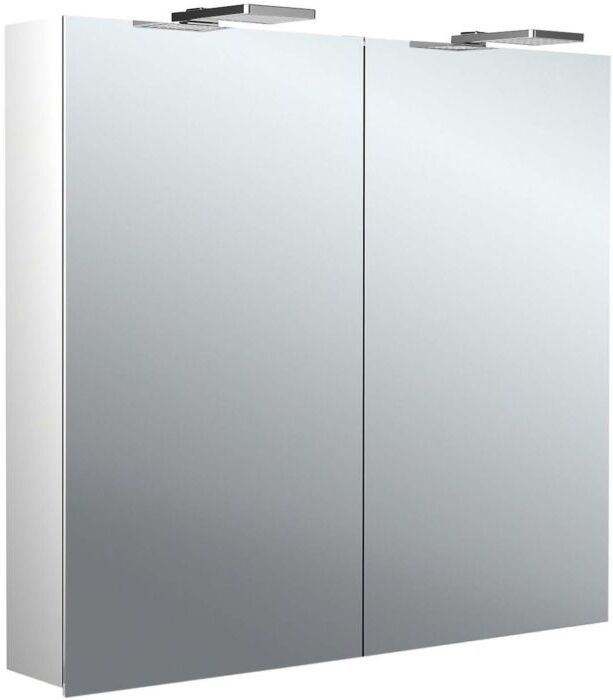 Emco flat 2 Style Aufputz-Lichtspiegelschrank 979706303 800x721mm, LED-Aufsatzleuchte, 2-türig, Aluminium