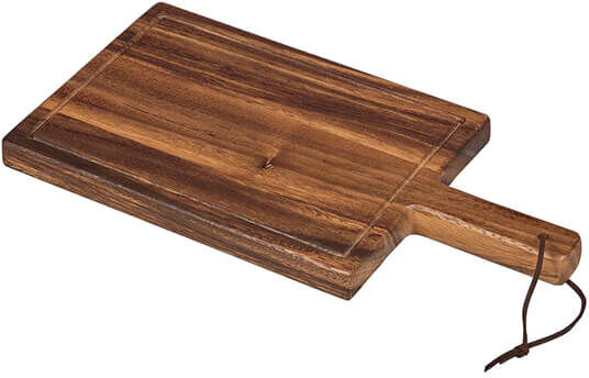 Tala Small Lacquered Acacia Chunky Handled Board with Groove & Leather Tie
