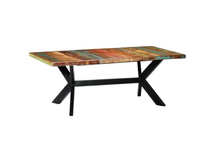 HEFZGDB Esstisch 200x100x75 cm Altholz Massivholz Industrie-Stil Vintage Tisch mit Stahlbeinen Kreuzrahmen recyceltes Holz Handgefertigt stabil langlebig für Küche Esszimmer
