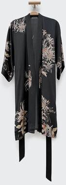 KIM + ONO Yuri Luxury Washable Silk Kimono Robe- Short   KIM+ONO - ebony / one size