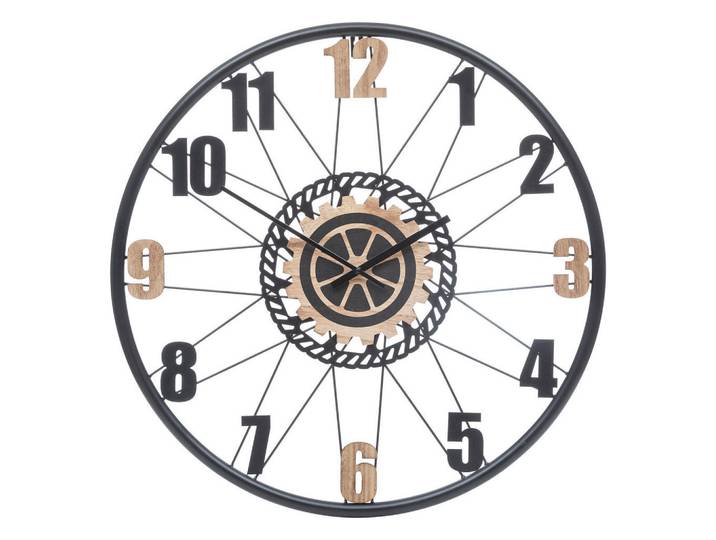 Atmosphera Createur d´interieur Wanduhr im Loft-Stil Mohan 65/4/65 cm, Schwarz, Metall, Rund, 4x65x65 cm, Dekoration, Uhren, Wanduhren