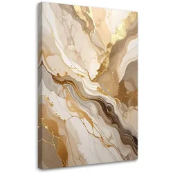 LEINWANDBILD, Beige und Gold Glamour Abstrakt