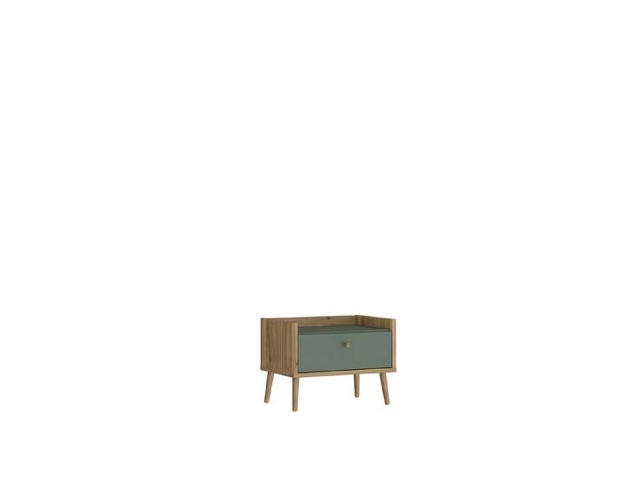 FORTE Nachtschrank in Mauvella Eiche, Salbei - 59,8x45,2x41,5cm (BxHxT)