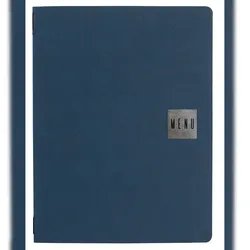 Stil Casa, Set 12 Speisekartenhalter A4, Polyurethan, 24,3x31,6 cm, 3 Innenhüllen, Gummiband, Saffiano Blau.