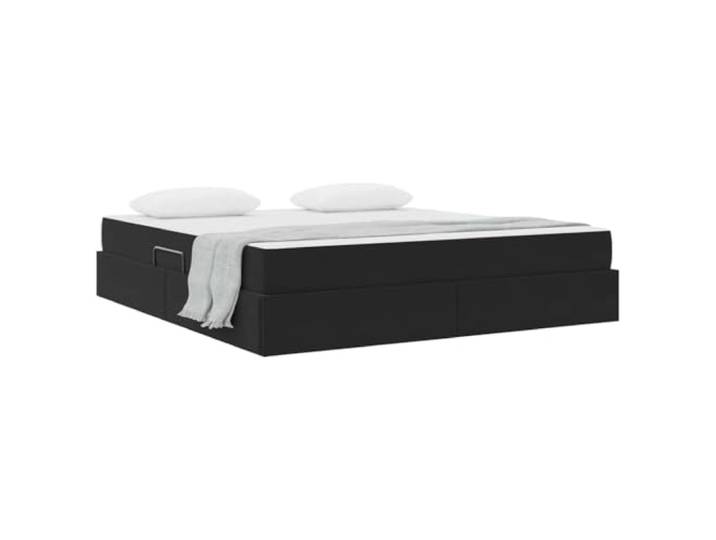 KTHLBRH Boxspringbett aus schwarzem Samt 160 x 200 cm mit Matratze Hydraulisches Heben, Lattenrost mit festen Latten, Struktur aus Metall, 280 kg