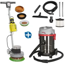 Einscheibenmaschine Sprintus EEM 13 R Exzenter Setangebot inkl. Bürsten, Teller, Pumpentank, Nass- und Trockensauger