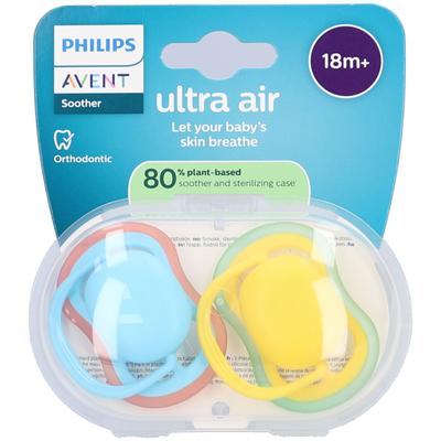 Philips Avent Fopspeen +18m Air geel/turqouise 2st 2 St Schnuller