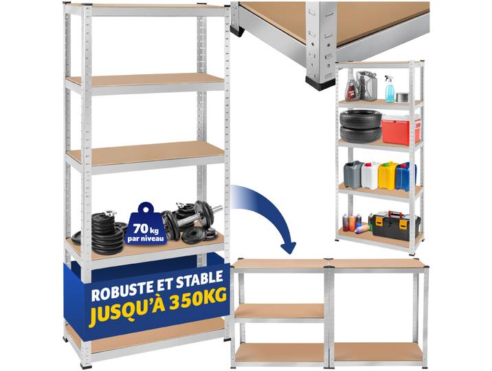 Étagère robuste pour charges lourdes - 180 x 75 x 30 cm, 350 kg