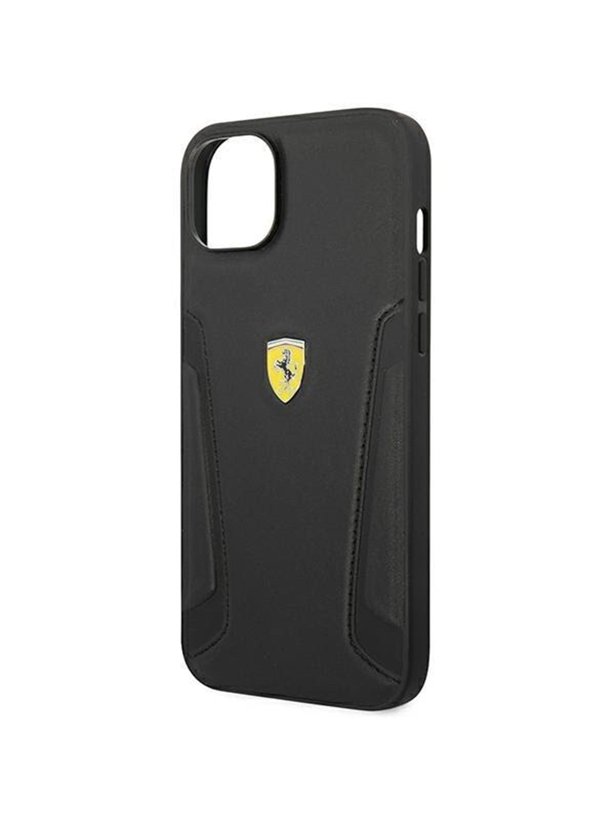 Ferrari Leather Stamp Sides Case for iPhone 14 Plus - Black