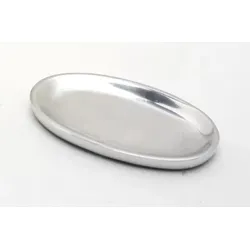 Kerzenteller oval 12 x 6 cm Aluminium Silber poliert für Ovalkerzen, Ellipsen, Hochzeitskerzen