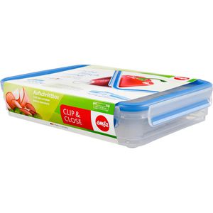 Emsa Aufschnittbox Clip & Close 509040, aus Kunststoff, 1,65 Liter, transparent / blau, luftdicht