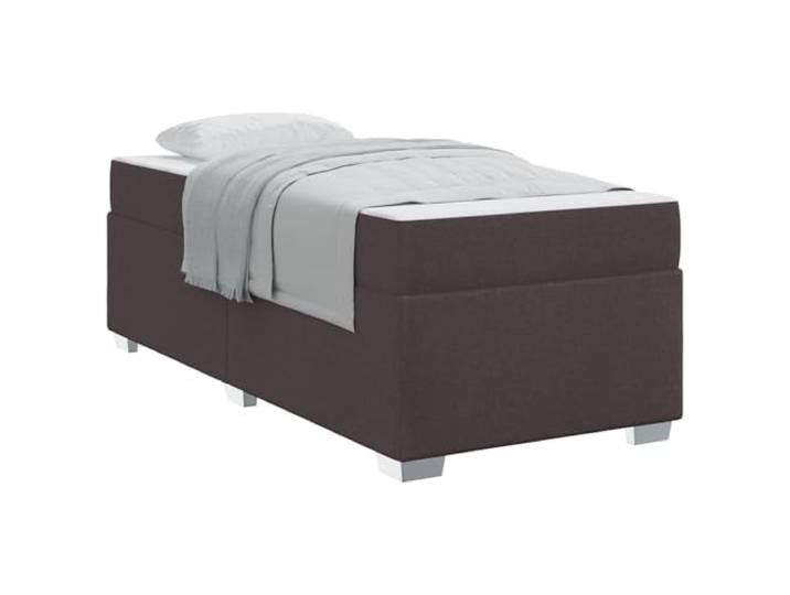 KKgypkn Bettrahmen mit Matratze Dunkelbraun 100 x 200 cm Stoff, Bettgestell mit Taschenfederkernmatratze und Lattenrost