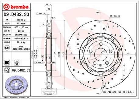Magneti Marelli Bremsscheibe 360406178604 Innenbelüftet-Belüftung Mit Tropfenförmigen Flügeln 370mm 30mm Für Audi