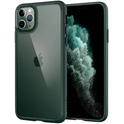 Spigen Ultra Hybrid Case (Apple iPhone 11 Pro), Smartphone Hülle, Transparent, Grün