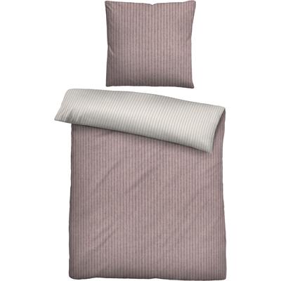 Biberna "Tillmann" 2 Stk. kuschelig warm im Winter, gestreifte Bettwäsche mit Wendeoptik
