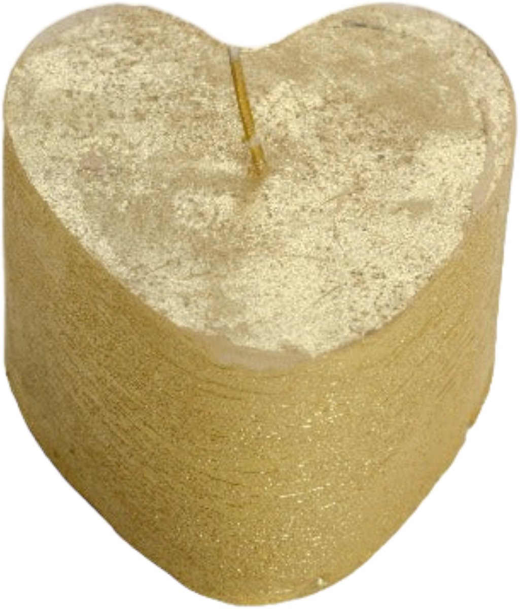 Rustik Lys Figuurkaars Hart in Goud, 8 x 5,5 cm