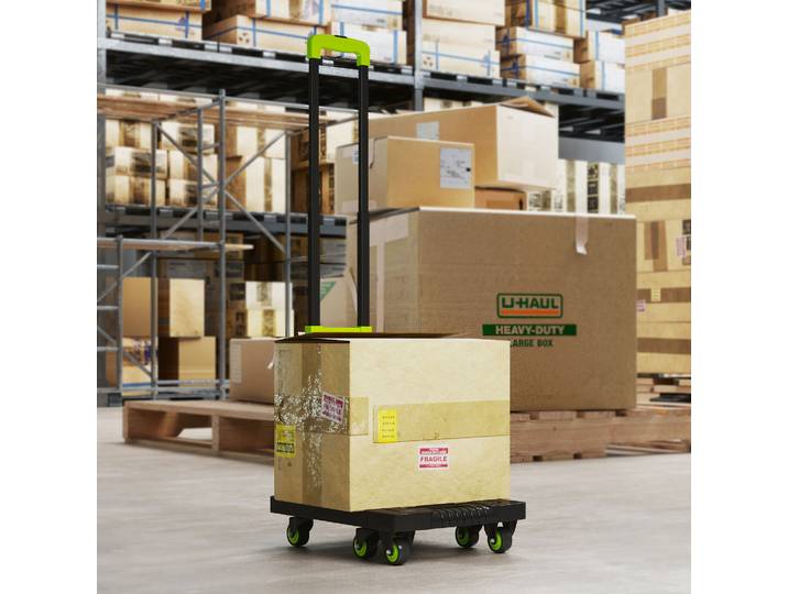 HOMCOM Chariot Pliable Métal Roues Poignée Réglable Vert