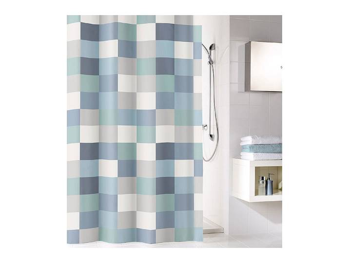 Kleine Wolke Duschvorhang Check Blau-Grau 240 × 180 cm
