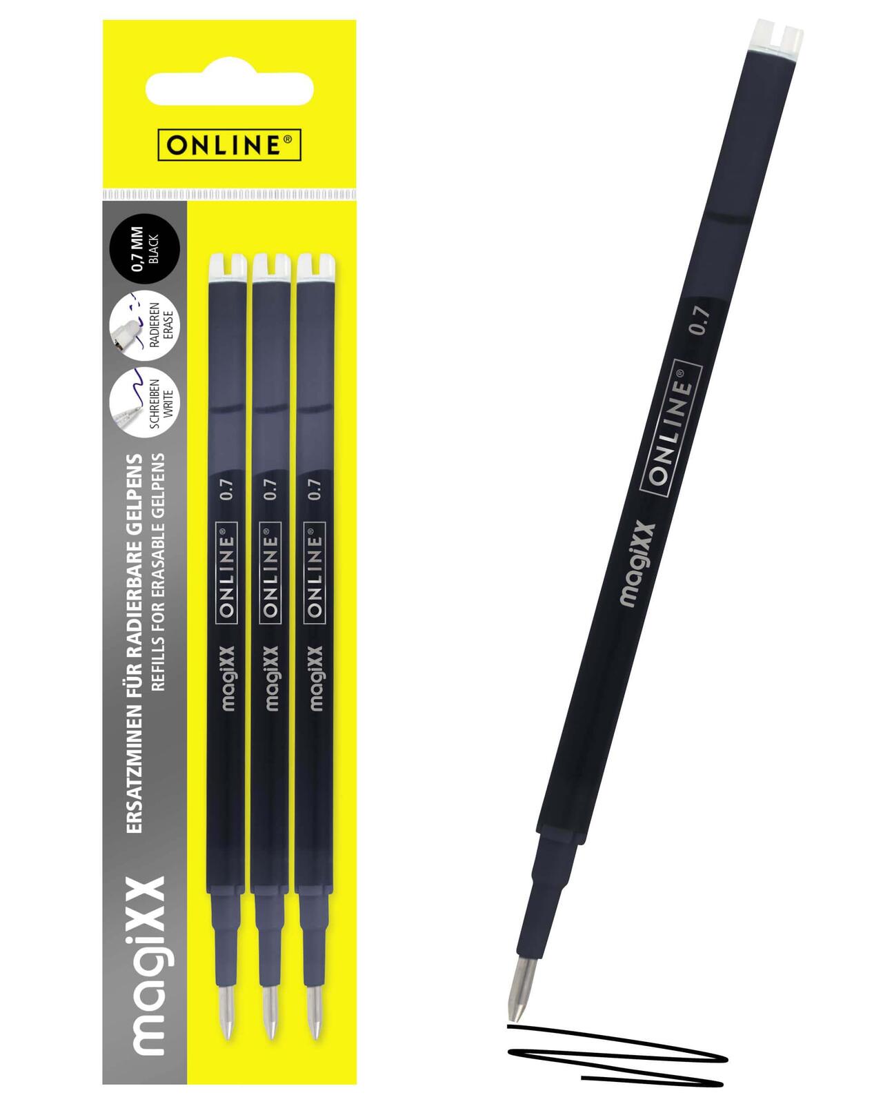 ONLINE® magiXX Gelschreiberminen 0.7 mm Schwarz 40161/3