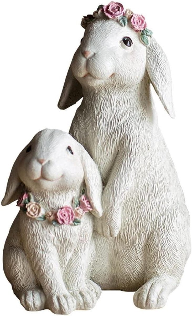 Hars Bunny Beeldje voor Huisdecoratie - Dieren Decoratie - 12,5 x 19 cm