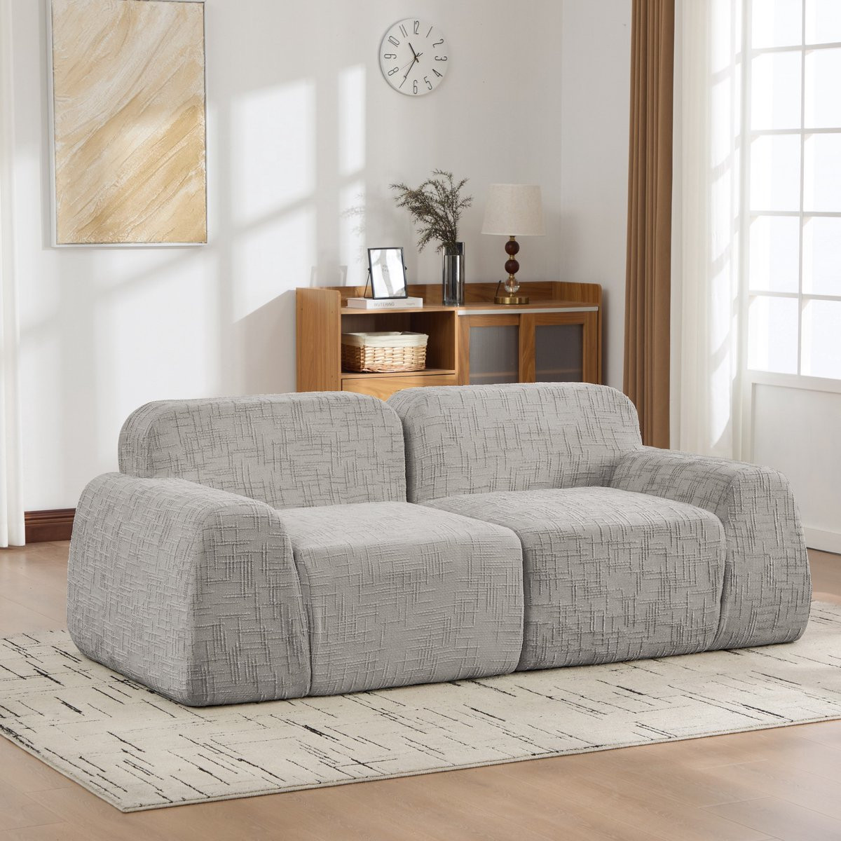 Zubaliya Chenille Cloud Sofa 2-Zits - Modulaire Grijze Loungebank voor de Woonkamer