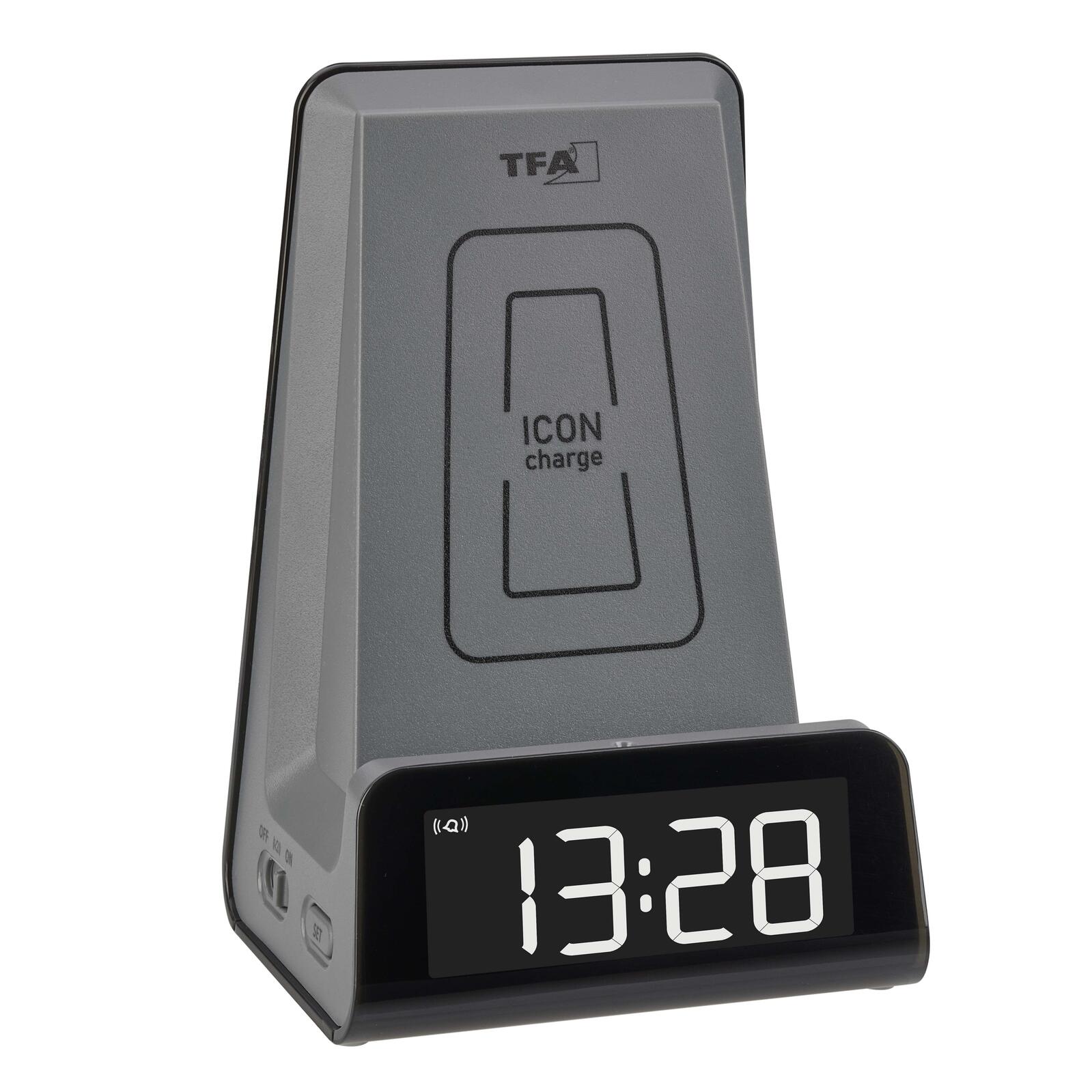 TFA® digitaler Wecker 60.2033 ICONcharge schwarz/grau 60.2033.10