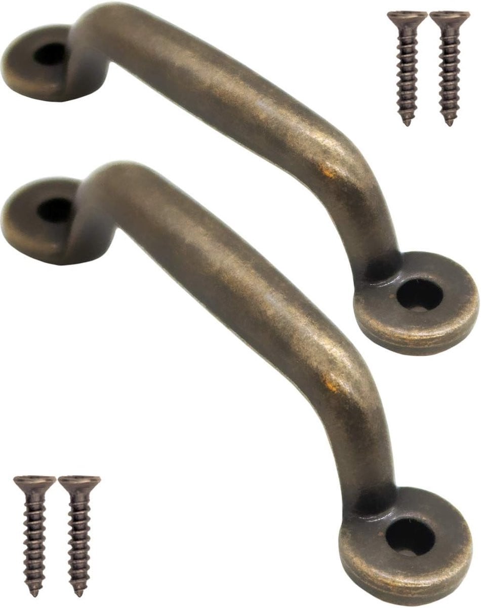 Set van 2 antieke bronzen ladehandgrepen voor kasten en dressers, vintage stijl, 89 x 22 mm