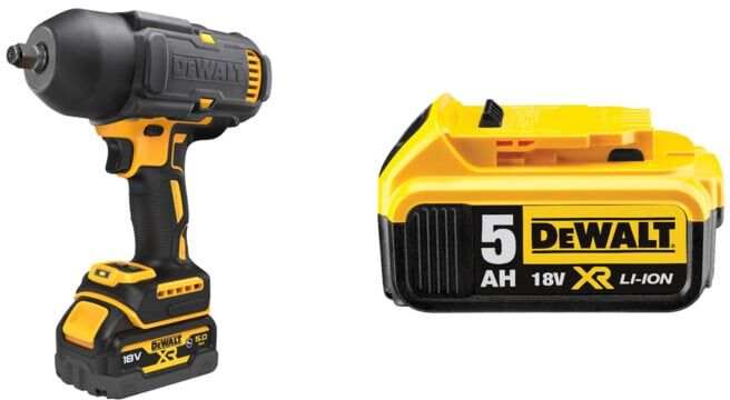 Set DeWalt Akku-Schlagschrauber, 18 Volt / 5 Ah + DeWalt 18,0V / 5,0 Ah Ersatz-Akku