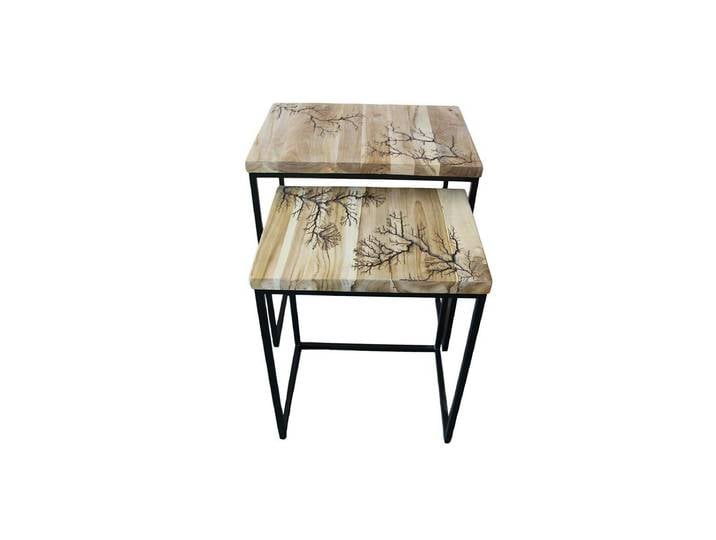 Tables basses gigognes x2 plateau teck arboré