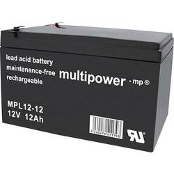 multipower MPL12-12 146650 Bleiakku 12 V 12 Ah Blei-Vlies (AGM) (B x H x T) 98 x 98 x 151 mm Flachstecker 6.35 mm Wartungsfrei, Geringe Selbstentladung