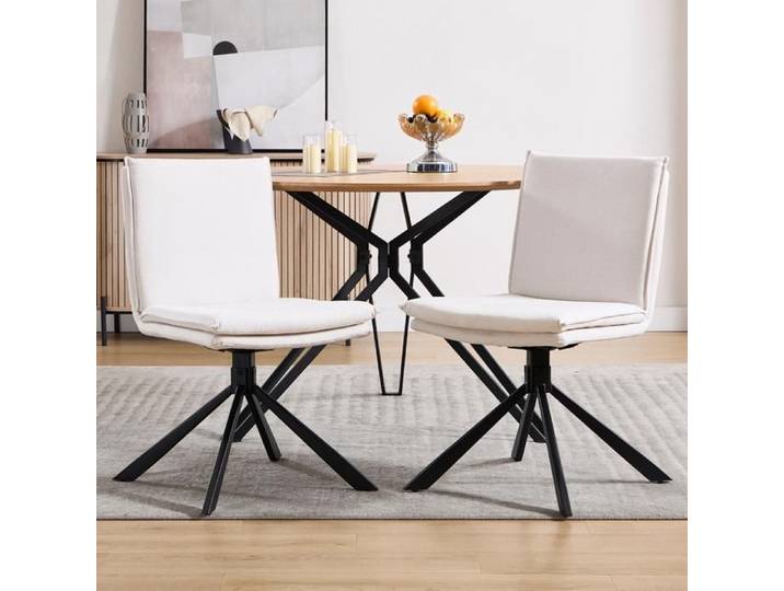 chairus Chaise de Salle à Manger Lot de 2 Chaise Salle à Manger Pivotante Chaise de Cuisine Rembourrée pour Salon Chenille Blanc