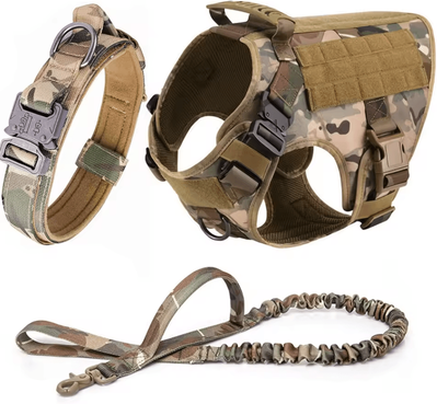 Uplift Curations Tactical Dog Harness With Leash Heavy Duty Military Style Training Vest For Large Dogs xl camouflage Set