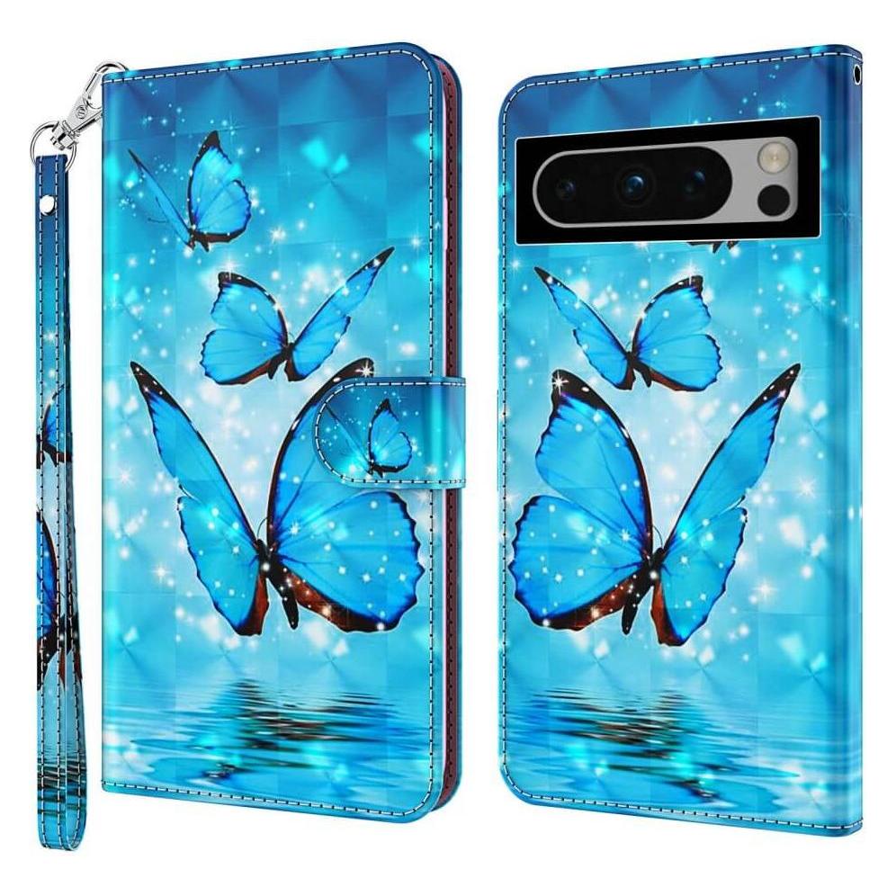 Cover-Discount Google Pixel 8 - Etui Glitzer Effekt Schmetterling blau-Copy (Google Pixel 8) (660144775D)