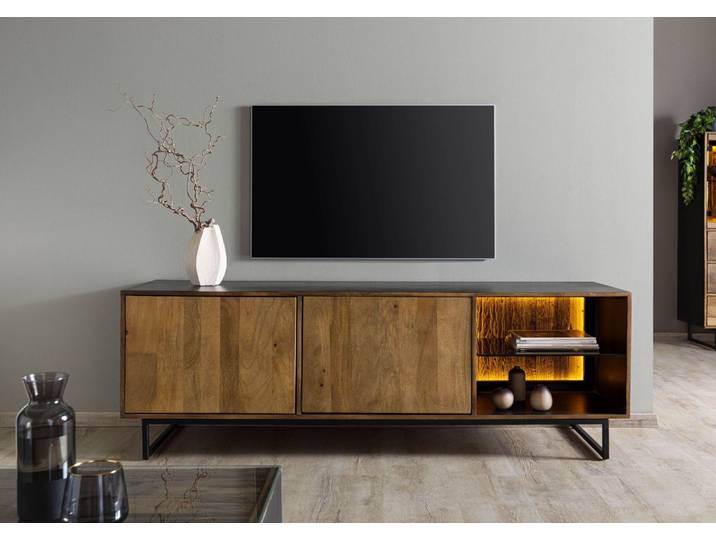 TV-Board Mango / Altholz 180x47x60 schwarz / natur lackiert DAVIS #10