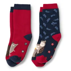 Tchibo - 2 Paar Kinder-Antirutsch-Socken - Kinder - Gr. 31-34 - dunkelblau/jacquard