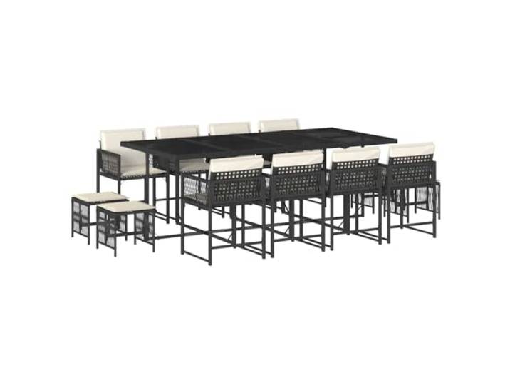 PUGYNBK Esszimmer-Set für den Garten, 13-teilig, synthetisches Rattan, Schwarz