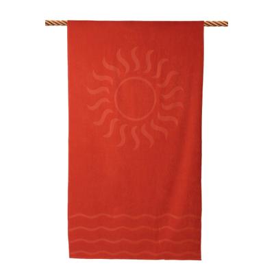 Strandtuch WEWO FASHION "9526", rot (flame), B:100cm L:180cm, Frottier, Frottier, Handtücher, Rückseite nahezu glatt