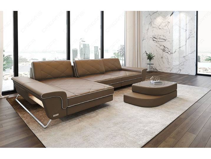 Ecksofa Bari Eleganz L-Form in Leder