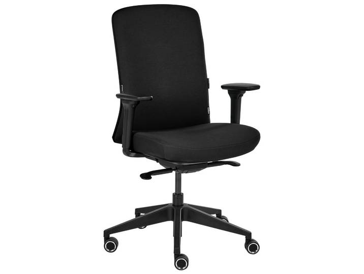 Beliani Bürostuhl Stoff Schwarz Kamilon, 60x98x65 cm, Büromöbel, Bürostühle, Drehstühle