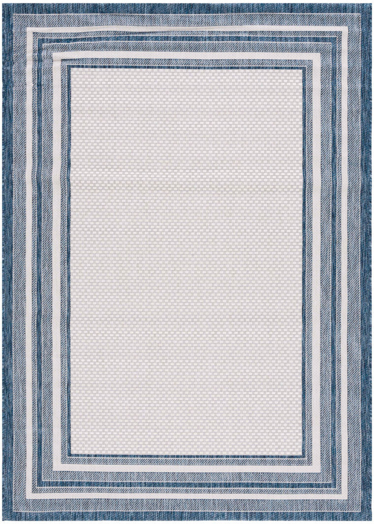 Latitude Run Austa Ivory/Navy Indoor/Outdoor Rug Ivory Rectangle 201 x 290 cm