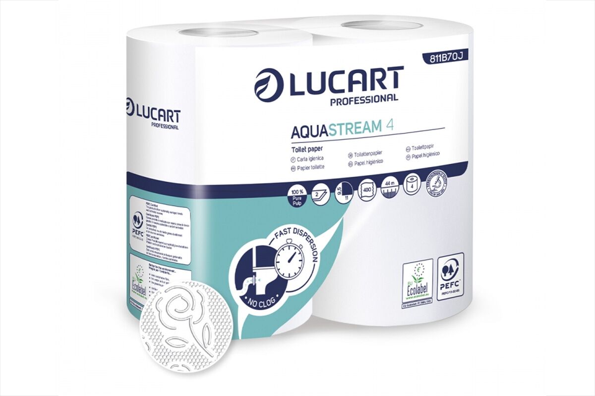 Axis Lucart AQUASTREAM 4 - Selbstauflösendes Toilettenpapier für Camping und Boot WC