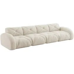 Merax Modulares Sofa 4-Sitzer, Cloud Sofa mit runden Armlehnen, Chenille weich, rahmenlos bodennah, Lounge Sofa, Beige