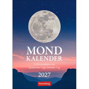 Harenberg Mondkalender 3310228, Mond-Wochenkalender, Jahr 2027, Wandkalender, 1 Woche = 1 Seite, 16,5 x 23 cm