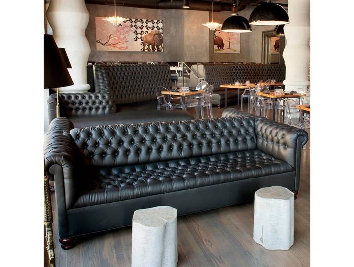 Xlmoebel Chesterfield-Sofa Chesterfield Sofa in Leder und Textil, 4-Sitzer mit klassischem Design, Sofa, Hergestellt in Europa